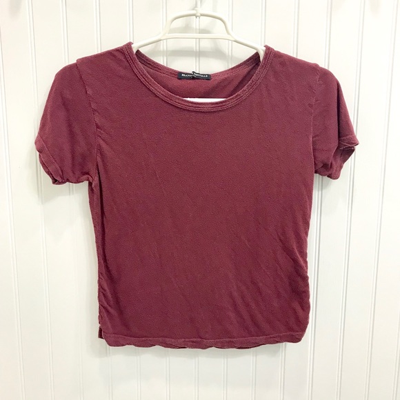 Brandy Melville Tops - Maroon/Plum Slightly Cropped Scalloped Edge Shirt